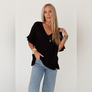 Let Me Be Ruffled Top - Black